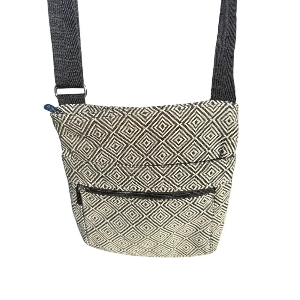 Thirty One Gifts Crossbody Organizer Bag Black White Geometric